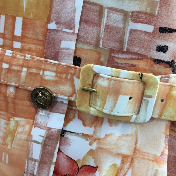 Leslie Belle Vintage Skirt Top Set Orange Floral - Picture 5 of 16